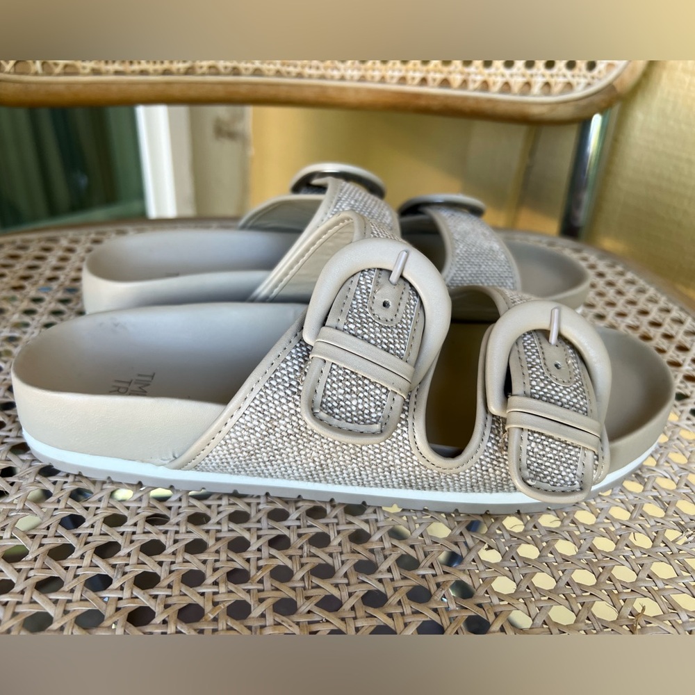 Time and Tru Beige Khaki Slide Sandals size 8